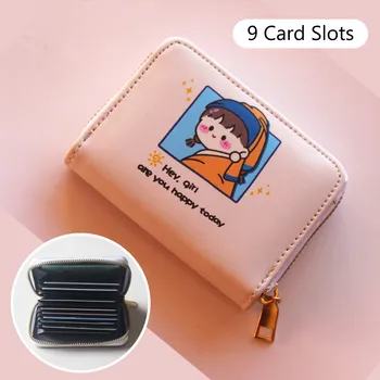 Женские кошельки с мультяшным рисунком, сумка-держатель для карт, несколько слотов для карт, карманы для хранения кредитных карт большой емкости, маленький кошелек на молнии