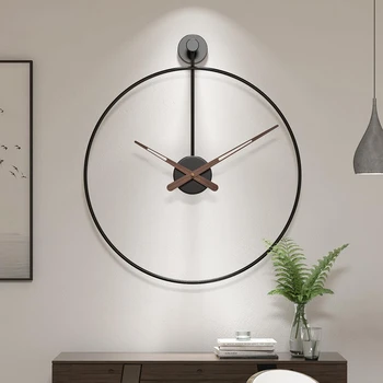 Роскошные настенные часы в скандинавском стиле, современный дизайн, Настенные часы для гостиной и кухни, работающие на батарейках, Простые Железные Индивидуальные часы для домашнего декора