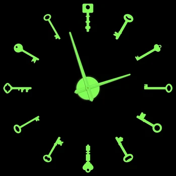 Различные настенные часы-отмычки в стиле ретро, светящиеся в темноте, домашний декор для слесаря, самоклеящиеся наклейки 