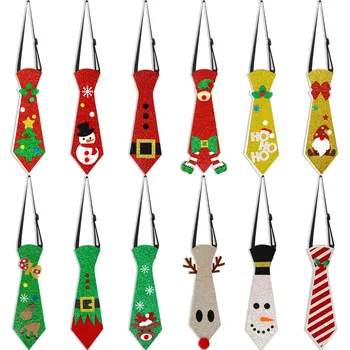 Фетровый Рождественский галстук, Рождественское украшение, Снеговик, Лось, Рождественская елка, галстук, украшение для вечеринки, Navidad, Новогодний Рождественский подарок для детей