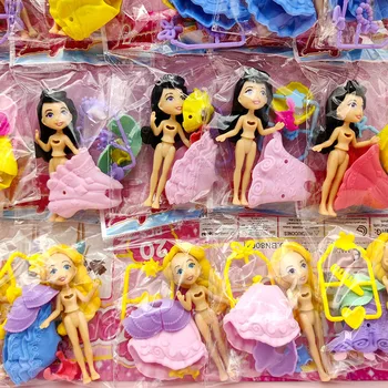 1ШТ Девочка Принцесса наряжает мини куклу Комплект одежды 3,5 дюйма Подарок своими руками Детские бытовые игрушки Доставка случайным цветом