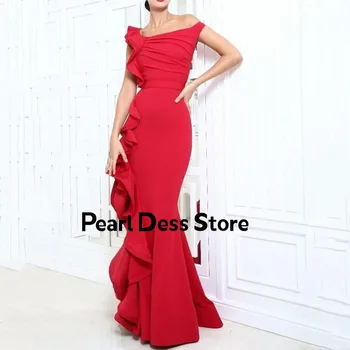 Женское красное платье с жемчугом, обтягивающее платье Русалки с открытыми плечами, вечернее платье 2023 года