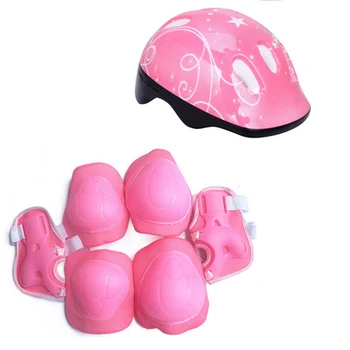 Комплект детского оборудования для защиты от катания на коньках из 7 предметов, 1 шлем + 2 наколенника + 2 налокотника + 2 накладки для рук, оборудование для катания на коньках