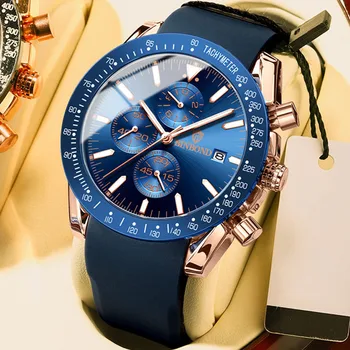 Роскошные мужские наручные часы с водонепроницаемым светящимся хронографом, мужские часы с датой, мужские кварцевые часы + коробка