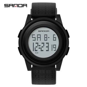 SANDA Militar Reloj Цифровые часы для мужчин Водонепроницаемые спортивные часы Мужские черные Модные автоматические умные часы Электронные часы