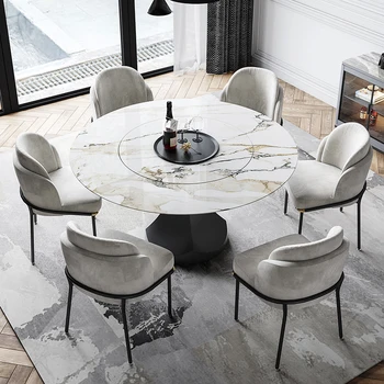 Итальянский стиль, Яркая каменная плита, умный стол, встроенный проигрыватель, Обеденные столы для маленькой квартиры, Mesa, Вспомогательный салон, гостиничная мебель