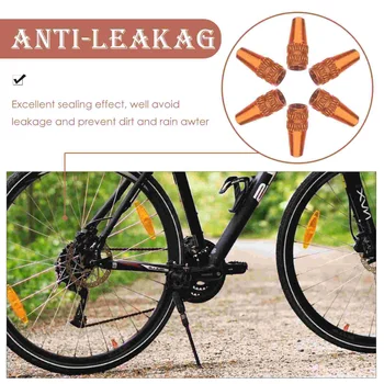 6 Колпачков для велосипедных шин из алюминиевого сплава French Cap для шоссейного велосипеда MTB Mountain Bike (оранжевый)