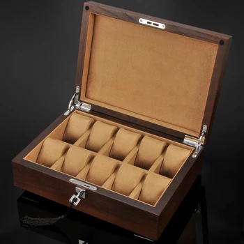 Ящик для хранения механических часов из массива вяза для ювелирных изделий