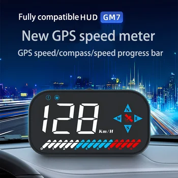 Головной монитор HUD Автомобильный GPS измеритель скорости Компас HD Подвесной проектор Новый GM7