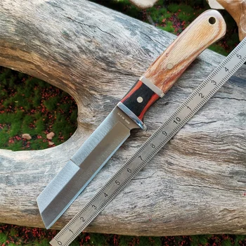 Портативный уличный фруктовый нож 58HRC с деревянной ручкой и ножнами - тактический охотничий нож