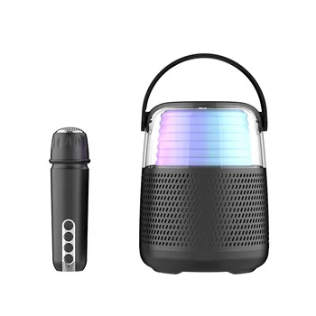 Караоке-машина, портативный Bluetooth-динамик с беспроводным микрофоном, сабвуфер, Многофункциональный музыкальный MP3-плеер для детей и взрослых