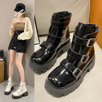 Женские ботинки на платформе Lolita Gothic Shoes Woman 2023 Весна, туфли-лодочки из лакированной кожи в стиле колледжа, Женская школьная форма в Японии, Обувь