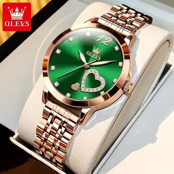 OLEVS 5189 Женские наручные часы с ремешком из нержавеющей стали, водонепроницаемые модные кварцевые часы для женщин