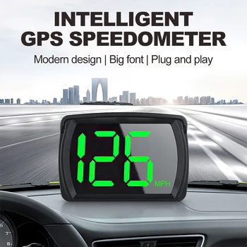 Автомобильный HUD Y03 Головной дисплей Автомобильный спидометр GPS 2,8-дюймовый цифровой спидометр с крупным шрифтом, часовой датчик, автоэлектроника для всех автомобилей