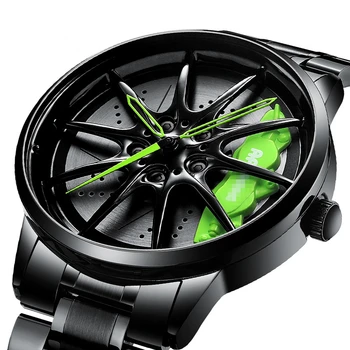 Спортивные часы с 3D-скелетоном NIBOSI с вращающимся колесным циферблатом, мужские Модные Модифицированные кварцевые наручные часы с кованым колесом, Водонепроницаемые Наручные часы из нержавеющей