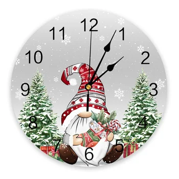 Круглые настенные часы с рождественским гномом и снежинками, современный дизайн, кухонные подвесные часы, Домашний декор, Бесшумные настенные часы