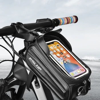 Чехол для велосипедного телефона объемом 1 л, Светоотражающий сенсорный экран, сумка для крепления телефона на мотоцикле, отверстие для наушников, водонепроницаемая рама, верхняя труба, велосипедная сумка