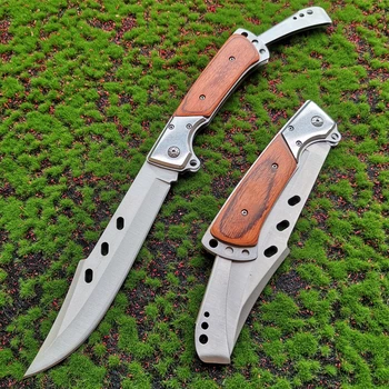 Высококлассный Складной Карманный Нож Для Самообороны Jungle Wild Cutter Деревянная Ручка Лезвие 8CR15MOV Тактические Ножи EDC Outdoor Tool