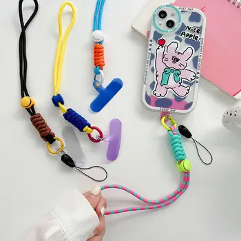 Плетеный ремешок для мобильного телефона, Подвесная цепочка, кольцо, шнур с накладкой, ремешок на запястье, держатель для мобильного телефона, Съемный веревочный брелок