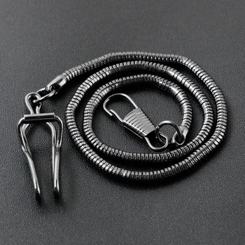 Полностью черная цепочка в виде змеи, цепочка для карманных часов 38,5 см, полностью цепочка из нержавеющей стали, Винтажное антикварное ожерелье, цепочка для мужчин и женщин, Аксессуары