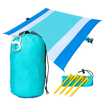 Пляжное одеяло для путешествий по песку с карманом -84 X 108 дюймов, пляжный коврик с заземляющими кольями, портативное одеяло для пеших прогулок, пикника