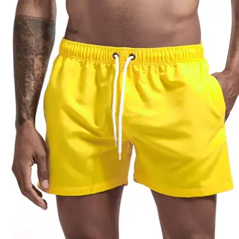 Мужские короткие брюки, модные однотонные шорты с карманами, мужские летние купальники для фитнеса, Быстросохнущие штаны для пляжного бега, набедренные повязки