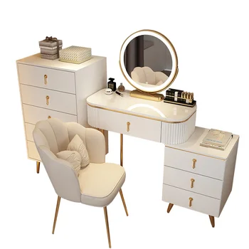 L Легкий роскошный туалетный столик в спальне в стиле модерн и минимализм, шкаф для хранения косметики в скандинавском стиле, встроенный в большие и маленькие квартиры