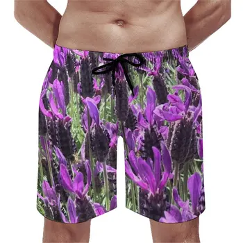 Летние шорты для серфинга с красивым лавандовым принтом Фиолетовых цветов, короткие штаны для серфинга на заказ, Модные быстросохнущие плавки
