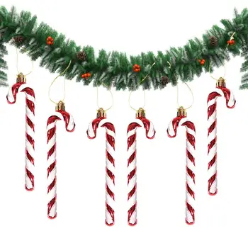 6 шт. Рождественская подвеска в виде леденцовой трости, подставка для леденцовой трости, елочное украшение для рождественских украшений