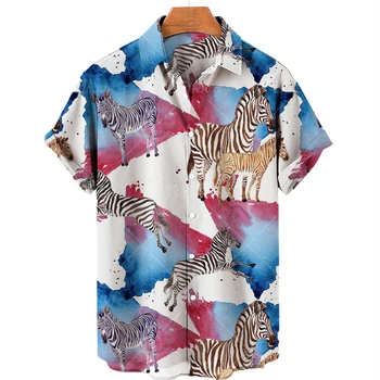 Мужская рубашка, Летняя гавайская рубашка, мужские рубашки с 3D-принтом животных, мужские Женские Свободные дышащие топы с рисунком сердитого кота с коротким рукавом