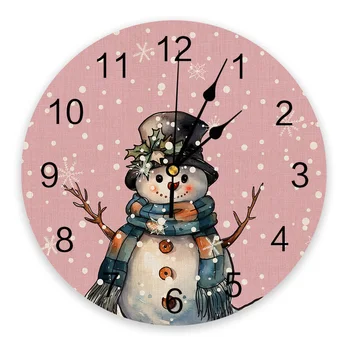 Рождественские Круглые Настенные часы в виде Снежинки и Снеговика Современный Дизайн Кухонные Подвесные Часы Домашний Декор Бесшумные Настенные часы