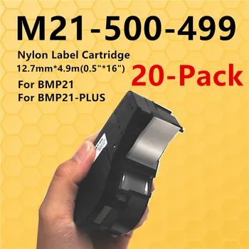 Картридж для этикеток 20PK, совместимый с Brady M21-500-499 12.7 нейлоновая лента мм Черный / белый 1/2 