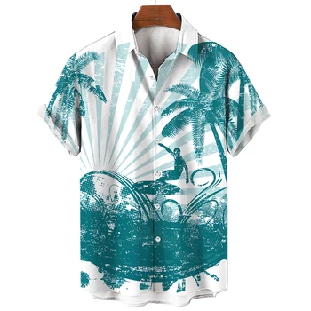 Модные мужские рубашки для отдыха с коротким рукавом, Гавайская рубашка для серфинга, мужская модная одежда для пляжного отдыха, мужская блузка на пуговицах.