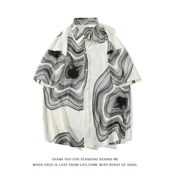 Стиль Дизайн, повседневная гавайская рубашка с коротким рукавом, мужская пляжная блузка с принтом, летняя одежда 2023 года, размер оверсайз 4XL 5XL