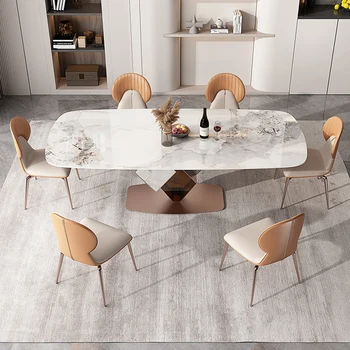 Современный простой и роскошный обеденный стол, Домашний стол, Прямоугольный стул, Комбинированный обеденный стол
