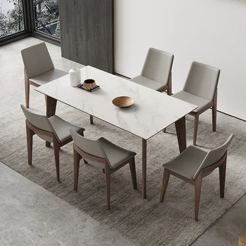Кухонный стол класса люкс в скандинавском стиле, комбинация из 4 стульев, Современный обеденный стол для маленькой квартиры, минималистичный стол, кормушка, Современная мебель