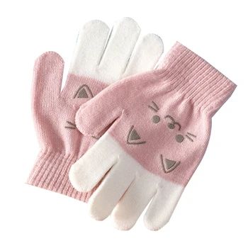 Перчатка с рисунком медведя из мультфильма, кролика и кошки, Зимние теплые перчатки для мальчиков и девочек, зимние перчатки для игр на открытом воздухе для детей 4-8 лет