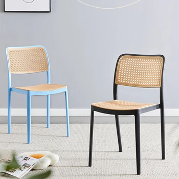 2шт Скандинавских обеденных стульев, Креативный ротанговый ресторанный стул, Удобный Дышащий кухонный стул, Красивая мебель для гостиной