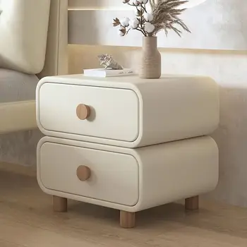 Новая прикроватная тумбочка, Маленькая Простая спальня в современном кремовом стиле, Небольшой шкаф, Кожаный журнальный столик в доступном роскошном стиле