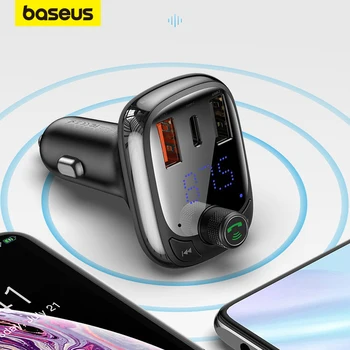 Baseus FM-передатчик Быстрая Зарядка 4,0 3,0 QC4.0 QC Быстрое Автомобильное Зарядное Устройство USB Громкой Связи Bluetooth 5,0 Автомобильный Комплект MP3-Плеер FM-модулятор