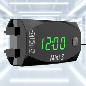 Мото-температурные часы 12V, водонепроницаемый термометр для мотобайка 3 в 1, Вольтметр, Пылезащитный Универсальный светодиодный вольтметр с цифровым дисплеем