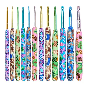 12шт спиц для вязания крючком с ручкой, Набор крючков для вязания, Плетение, бытовые швейные инструменты
