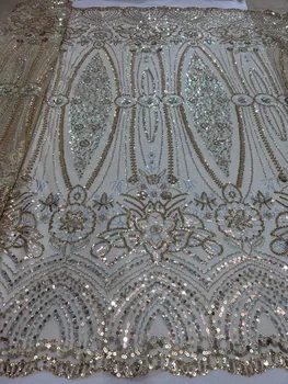 Черное французское тюлевое кружево с хрустальными бусинами ручной работы для вечернего платья Dubai Mesh Материал сетки 2023 Высококачественная африканская ткань с блестками