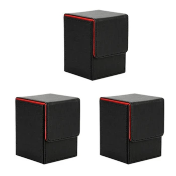 3-кратный футляр для карт, коробка для колоды карт с рукавами, игровая коробка для Yugioh MTG, биндеры: 100 +, черный, красный