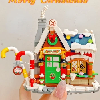 Новый МИНИ-домик-хижина на Хэллоуин Кирпичи MOC 839шт Тыквенный автомобиль с фигуркой Куклы Модель строительного блока в сборе Детские игрушки Подарки