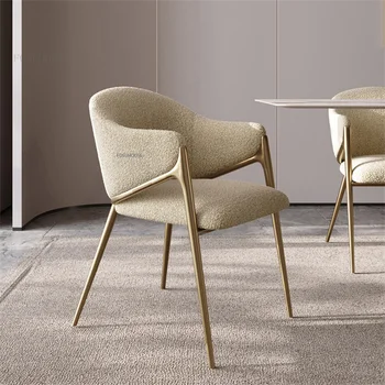 Скандинавские роскошные обеденные стулья из овечьей шерсти Кухонная мебель Home Simple Leisure Hotel Стул для ресторана Со спинкой Кресло A
