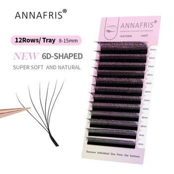 Автоматическое Наращивание ресниц ANNAFRIS 6D-W-образной формы с цветущими Мягкими натуральными веерами с Объемными ресницами