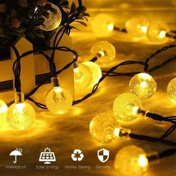 20 30 50 100 светодиодных наружных солнечных струнных светильников 2,3 см Fairy Lights IP65 Водонепроницаемая Гирлянда Рождественское Украшение Свадебная Лампа Сад