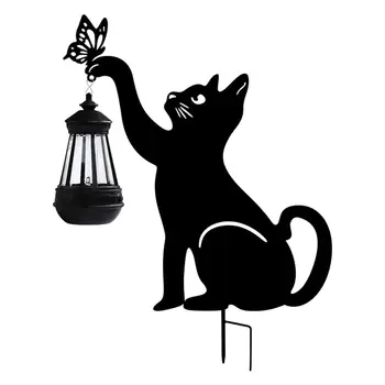 55 см Солнечные садовые фонари, фигурка черного кота, Прочная, удобная в сборке, энергоэффективная, очаровательная для украшения внутреннего дворика на открытом воздухе.
