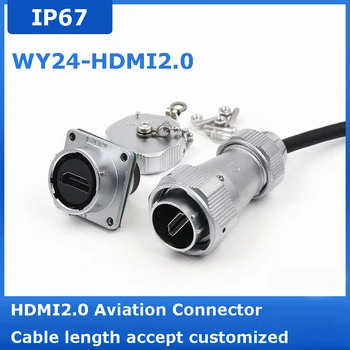 WEIPU WY24 Промышленный HDMI-совместимый линейный кабель 4K HD, Водонепроницаемый разъем HDMI2.0, адаптер для передачи данных на металлической панели M24